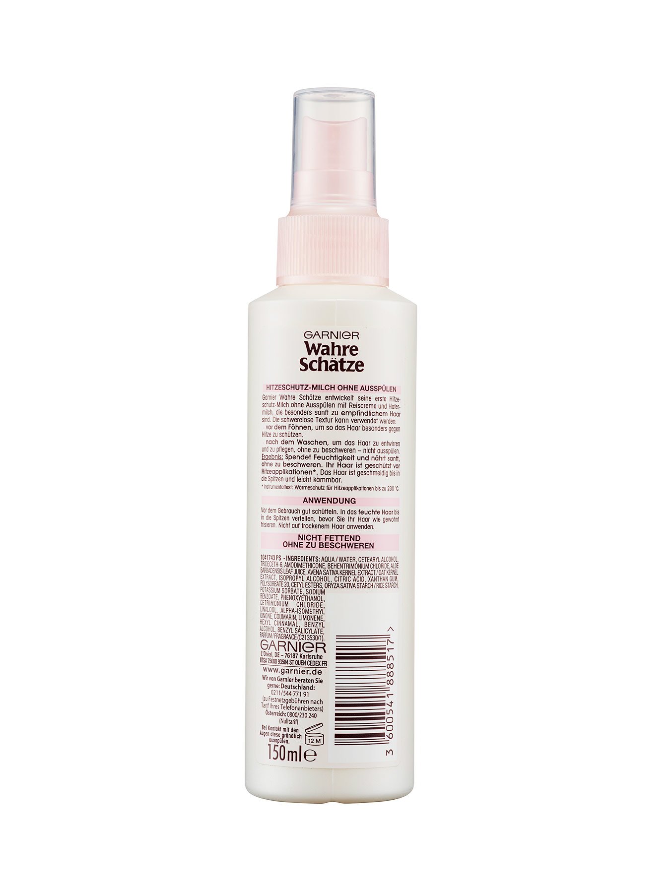 Hitzeschutz-Milch-Wahre-Schaetze-Sanfte-Hafermilch-150ml-Rueckseite-Garnier-De-gross